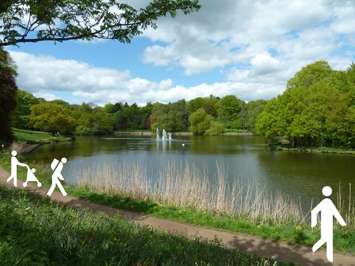 Park landscape with March for Men icons